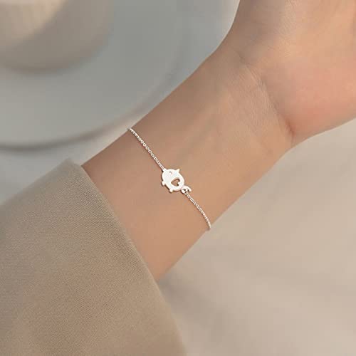 Cute Pig Bracelet for Women Sterling Silver Delicate Matte Porket Hollow Love Heart Charm Link Bracelets Anklets for Pet Lover Animal Keepsake Jewelry Birthday Christmas Gifts for Daughter Niece 8 inch3