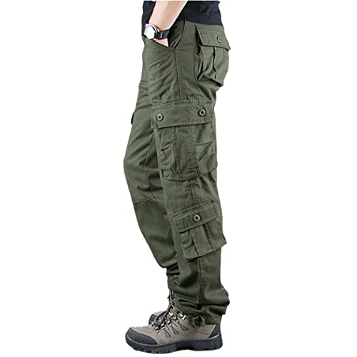 Pantalon cargo de printemps pour homme en coton vert taille 40
