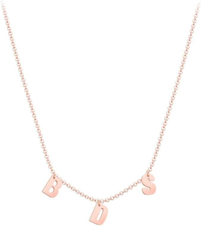 Modern Initial Necklace - Solid 10K Gold, Solid 14K Gold, Solid Sterling Silver, Custom Necklace, Select up to 6 Initials, Made by Jewlr