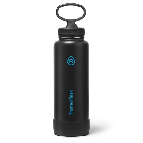 ThermoFlask Termo Aislado con Tapa de Pajilla (40 oz, Electric Eclipse) - Botella de Acero Inoxidable para Bebidas Frías y Calientes, Antigoteo, para Viajes y Hidratación Diaria miniatura 1