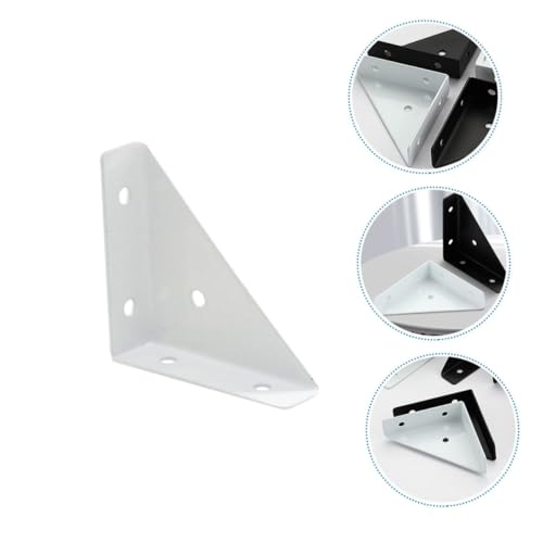 Happyyami 6個 加厚耐震家具用三角コーナーブレース ホワイト 大型 属製棚受け具 ベッド テーブル キャビネット補強具
