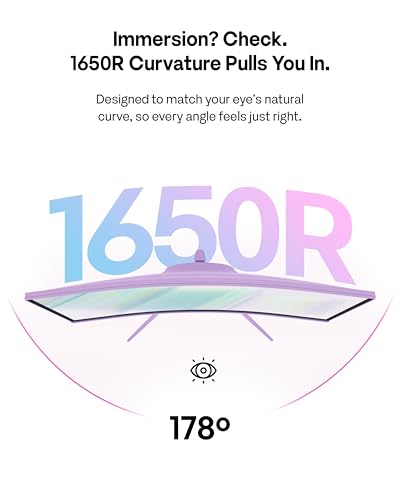Image of Pixio PXC279 Wave Purple 27 inch 300Hz Refresh Rate FHD 1080p Resolution 1650R Curved Fast VA Panel 1ms GTG Response Time Adaptive Sync HDR Curved Gaming Monitor