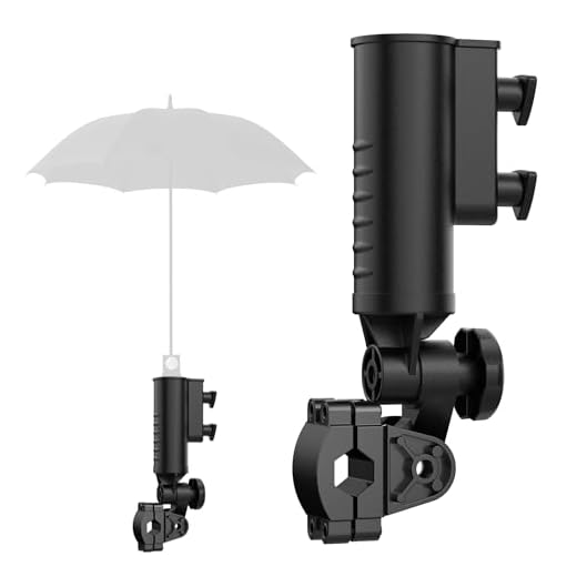 Heavy Duty Golf Push Cart Umbrella Holder, Aluminium Alloy Base Golf Trolley Umbrella Stand Clamp only fits on 0.7-1.3 inch diameter frames for Mobility Scooter, Stroller, Wheelchair, Beach Chair