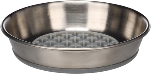 Gamelle Ronde Laos INOX pour Chat – 250 ML – Base Antidérapante & Fond Anti-Glouton – Argent – Facile à Nettoyer – Flamingo