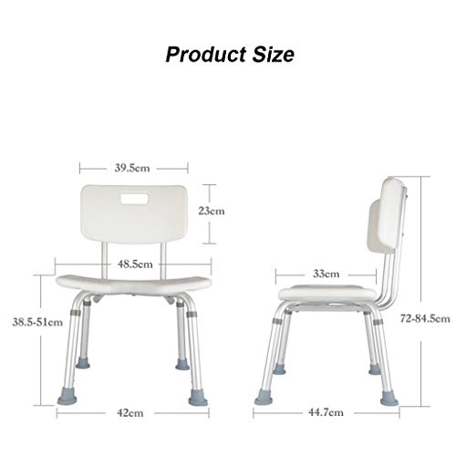 Tabouret de douche antidérapant réglable avec dossier et assise légère
