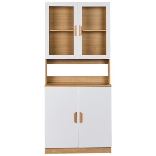 Mobile Decorativo Con Vano Portaoggetti Ed Espositore In Vetro Bianco - 5