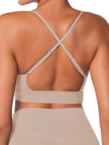 Image of Sunzel Sports Bra for Women, Criss-Cross Open Back Adjustable Strappy Bras, Workout Gym Padded Yoga Bra with Removable Pads