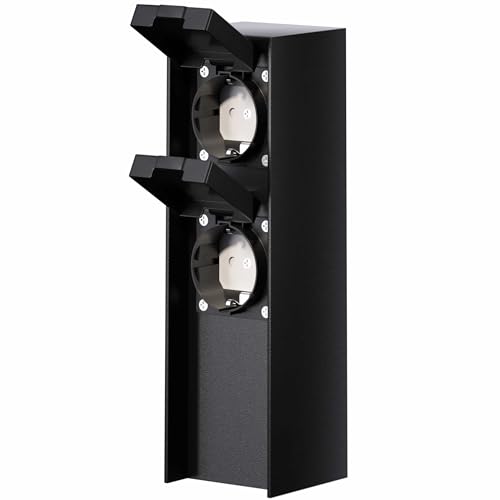 Monzana Presa di Corrente da Giardino Multipla 2 o 4 Slot IP44 Metallico da Esterno Presa Multipla in Acciaio Inox