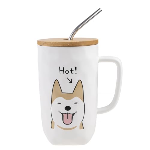 lachineuse The Happy Dog Collection Mug with Lid, Straw and Spoon - 600ml lachineuse The Happy Dog Collection Mug with Lid, Straw and Spoon - 600ml