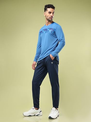Image of TECHNOSPORT Men Mid Rise Regular Fit Solid Stretchable Joggers, Techno Dry for Regular Use and Sports