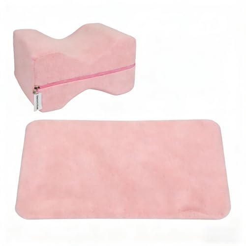 Firmosa Home Knee Pillow Cover Replacement 10 x 8 x 6 Leg Pillowcase with Long Zipper Washable Cover for Contour Knee Foam Support Pillow from (Pink)