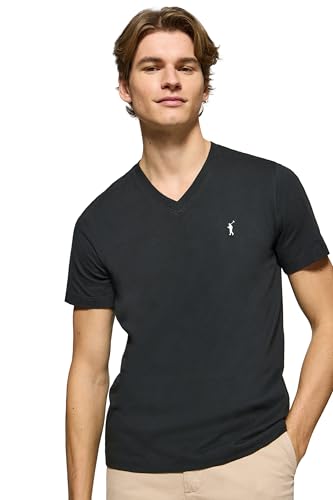 Polo Club T-Shirt Homme 100% Coton à col en V et Logo brodé