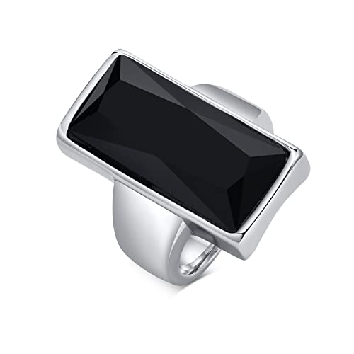 Bague plaqué or avec cristal onyx noir VNOX éclat vintage chic