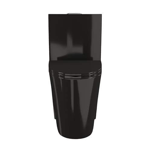 Image of St. Tropez One Piece Elongated Toilet Vortex Flush in Glossy Black 1.1 /1.6 gpf