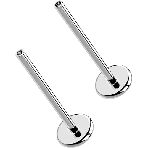 G23 Titanium Flat Back Post (Post Only), Threadless Push Pin & Internally Threaded, 16G/18G/20G, 4.5-14mm, Silver/Gold/Black, Round/Heart/Star/Flower Base for Nose, Helix, Tragus Threaded Si