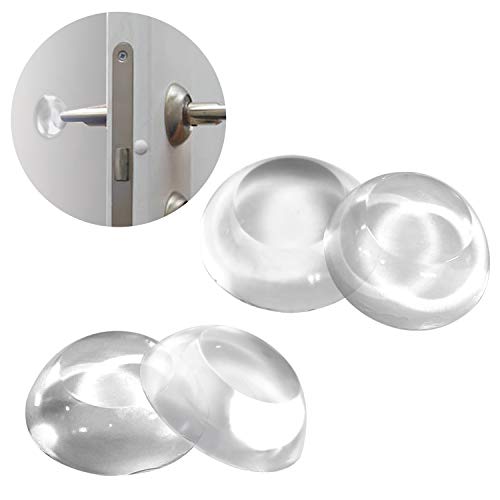 Door Stopper Wall Protector (4PCS), Reusable Shock Absorbent Gel Door Handle Bumper Protector, Adhesive Wall Shield & Silencer for Doorknobs, Cabinet, Refrigerator (Clear)