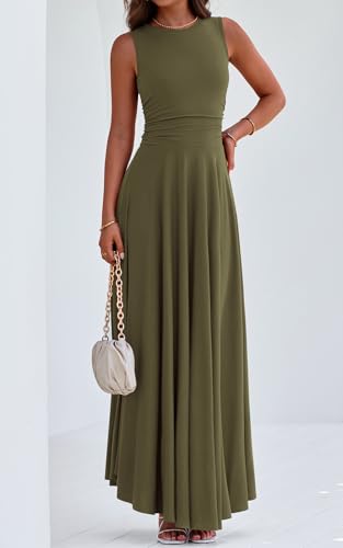 Image of PRETTYGARDEN Womens Summer Dresses 2026 Casual Sleeveless Crewneck Aline Maxi Dress Stretch Tank Flowy Long Dresses