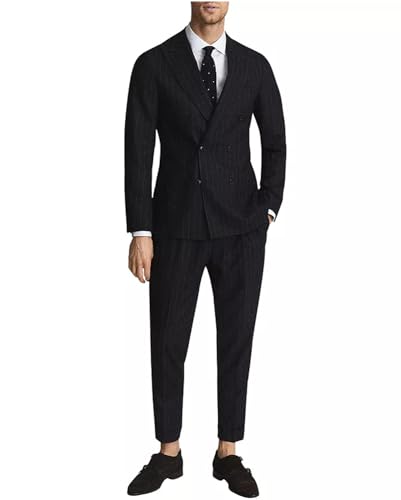 Costume à rayures homme Kromoc ensemble veste pantalon uniforme d'affaires