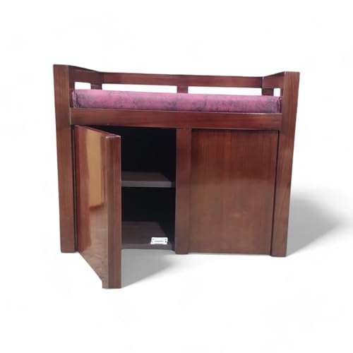 Image of Premium Teak Wood Living Room Furniture Walnut Matte Finish Fabric Upholstered Living Room Sethi Handcrafted Seating