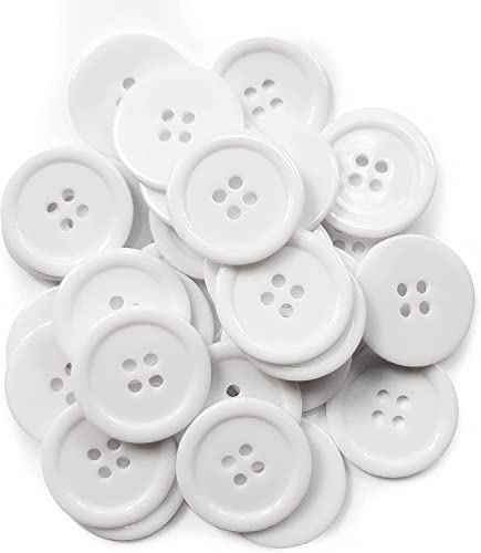 Image of Pack of 12 Buttons Diameter 25 mm,(1 inch) 4 Holed for Sewing and Art and Craft Round White Buttons with 4 Holes| (Button White)