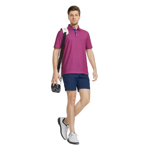 Image of M MAELREG Mens Golf Shirt Short Sleeve Dry Fit Print Moisture Wicking Performance Patterns Collared Polo Shirt
