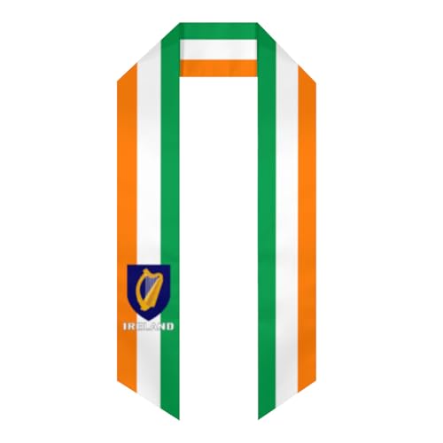 Vintage Ireland Irish Flag Graduation Stole Sash Shawl for Men Women Thickened Duoble-sided Scarf Angled for International Students Teachers Study Aboard Graduate Gift 72 inches Unisex