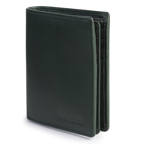 Image of TANSTITCH Men Leather Wallet | RFID Blocking Wallet | Large Capacity Card Holder (Hold 30 Currency Notes, 16 Credit /Debit Cards), Green