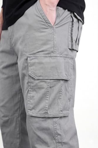 Image of MiraMichi Men's Relaxed Fit Solid Pattern Cotton Cargo Pant with 6 Pocket Button Down Closure Type and Standard Length | Six Pockets Cargos Pant's |Bonkers Joggers for Men