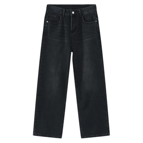 Men's Jeans Straight Wide Leg Pants Vintage Zipper Trousers
