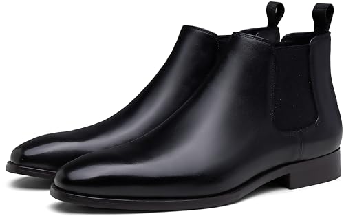 Jousen Mens Chelsea Boots Leather Slip On Dress Boots 8156A Black 9 by Jousen - Used condition - Image 6
