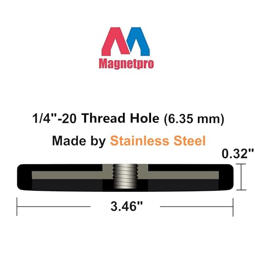 Image of Magnetpro 2 Pieces Strong Rubber Coated Mounting Magnets 120 LB | Anti-Scratch & Anti Corrosion, Over 120 LB Adhesive Power, 1 /4 inch-20 Stainless Steel Thread Hole with Bolts, For PTZ, Camera