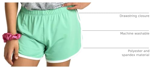 Image of Real Essentials 5 Pack: Girls' Dry-Fit Athletic Dolphin Shorts for Youth Kids Teens Running Gym Sports (Ages 4-16)