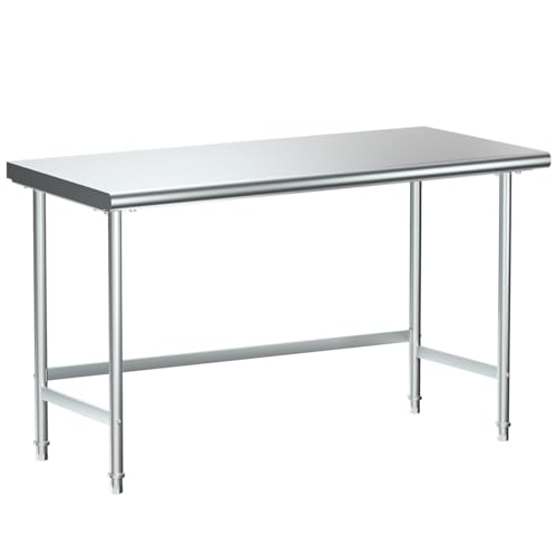 Treshin Stainless Steel Work Table Open Base 24' X 60', Commercial Heavy Duty Prep Table for Kitchen, Restaurant, Home, Hotel, Laundry