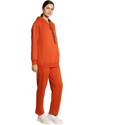 Image of Mack Jonney Solid Hooded Cotton Fleece tracksuit Co-Ord Set for Women-MACK32729