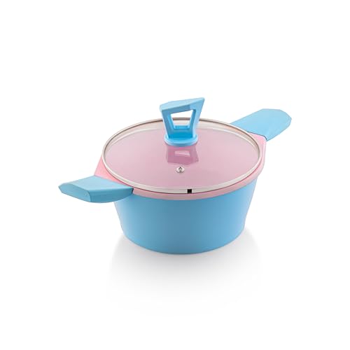 Image of The Chef Story Bloomora Quantaseal Ceramic Coated Casserole with Lid | 20 cm-2.4 Litre | PFOA & PTFE Free| TUV Rheinland & BIS Certified | Non-Stick | Gas & Induction Compatible | 5 Year Warranty (20)