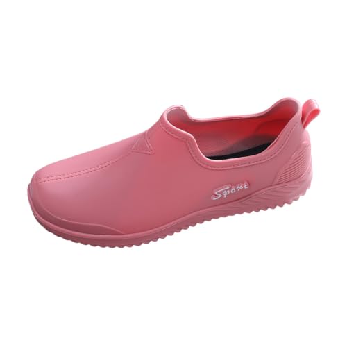 Generisch Botas de lluvia para mujer, ligeras, planas, botas de goma cómodas, rosa, 37.5 EU