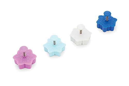 Repostería Y Gourmet, Kitchen Fox Run 48741 Intrincado Surtido de Copos de Nieve de Invierno de Pastelería/Galleta/Tarta/Fondant 2'Stamper y Cortadores 2', Juego de 4, Multicolor, Medium