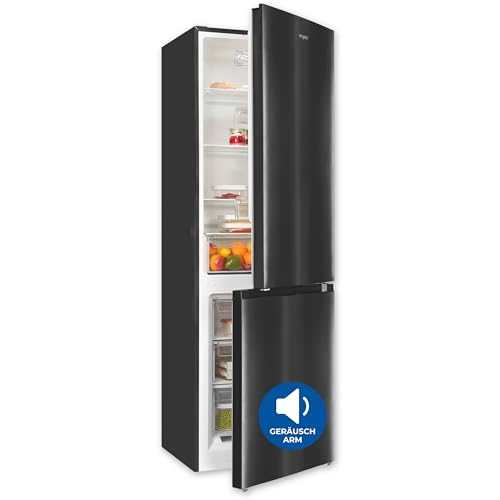 Exquisit Kühl-Gefrierkombination, 186 cm Höhe, Kühlschrank mit Gefrierfach, 4-Sterne-Gefrieren, 315 Liter, Alarm-Funktion, KGC5320-95-E-040C inoxlook-az