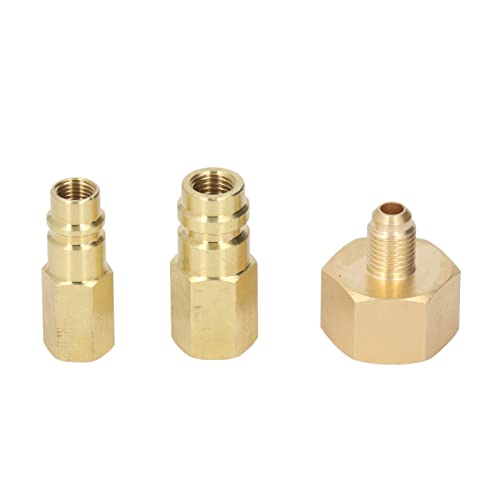 Changor Nachrüst-Adapterteile, Kupfer 1/4 Zoll Innengewinde, goldener Schalter, hochfestes Klimaanlagen-Adapter-Set, High-Low-Anschluss für R134A...