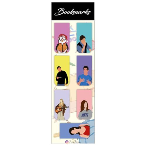 Image of Zesta Magnetic Bookmark Set of 7 | Aesthetic Book Mark for Reading | Cute Anime Bookmarks for Kids, Students | Book Accessories for Novels, Gifts for Readers(Friends Theme Bookmark, 9X2.5 Cms)
