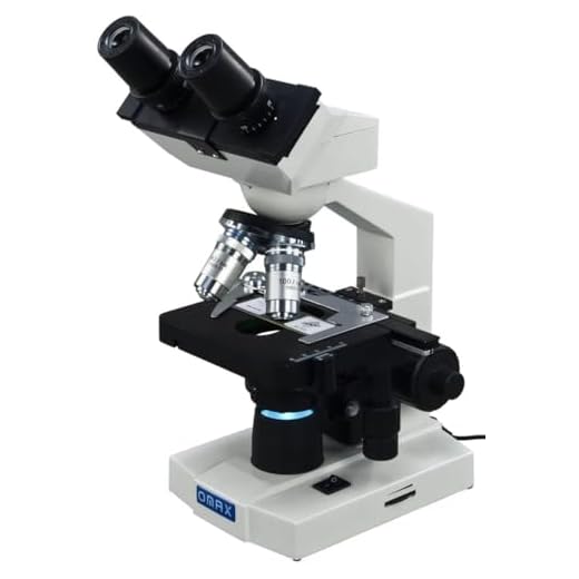 OMAX 40X-2500X LED Binocular Compound Lab Microscope w/ Double Layer Mechanical Stage + Blank Slides, Cover Slips, & Lens Cleaning Paper