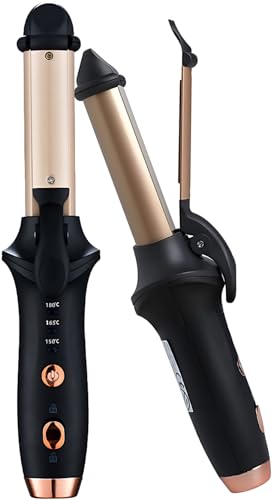 Mini Curling Wand Travel Cordless Hair Curler, 1 in/ 25mm Portable Curling Tongs with 3 Temperature Heating, Ceramic Coating Straightener and Curling Iron for Short Hair (Black)