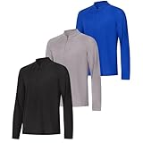 Hanes Men's Quarter-Zip Pullover, 3-Pack, Cool Dri Long-Sleeve Shirt for Men, Moisture-Wicking