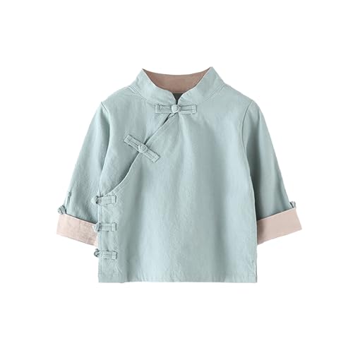 Mud Kingdom Girls Chinese Style Jacket Traditional Frog Buttons Tang Outerwear for Girls Cotton Linen Tops