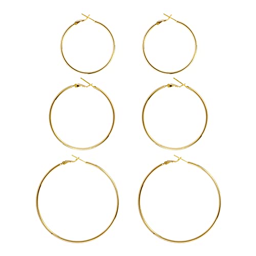 Image of DAILY VIBES Simple Big Thin Hoop Earrings for Women Trendy, 3 Pairs