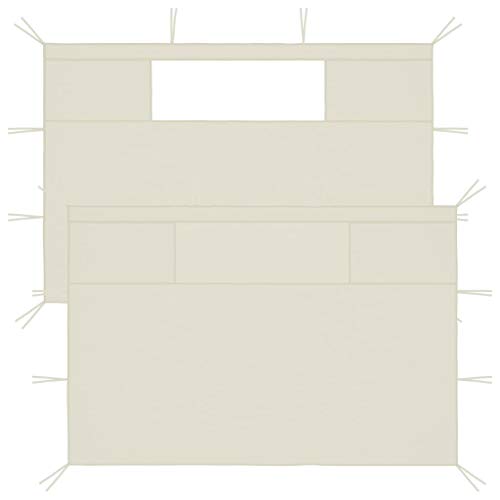 Pavillon-Seitenwände mit Fenstern, 2 Stück, cremefarben