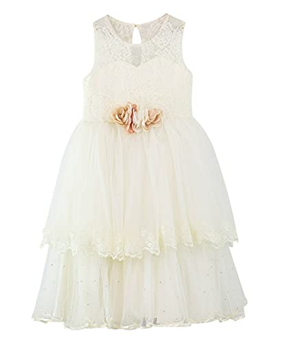 Robe de communion fille en dentelle écru, tenue de mariage et cérémonie 3 pièces