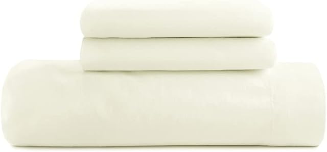Poly-Cotton Plain Dyed Flat Sheet | Luxury Non Iron Easy Care Soft Bed Sheet | Hotel Quality Bedding Sheet - Single Double King Super King UK Size (Cream, Single)