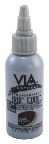Via Natural Semi-Permanent Hair Color #120 Dark Brown 2 oz. (3-Pack) with Free Nail File by N'iceshop