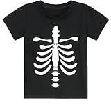 DDSOL Toddler Little Boy Girl Halloween T-Shirt Kid Glow in The Dark Skeleton Shirt Black Short Sleeve Cotton Tee Top Clothes for Baby Size 4T